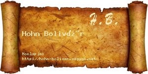 Hohn Bolivár névjegykártya